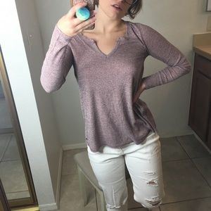 Hollister Long Sleeve V-neck Swing Top